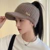 Women S Warm Ponytail Open Top Knit Hat Autumn Winter Versatile