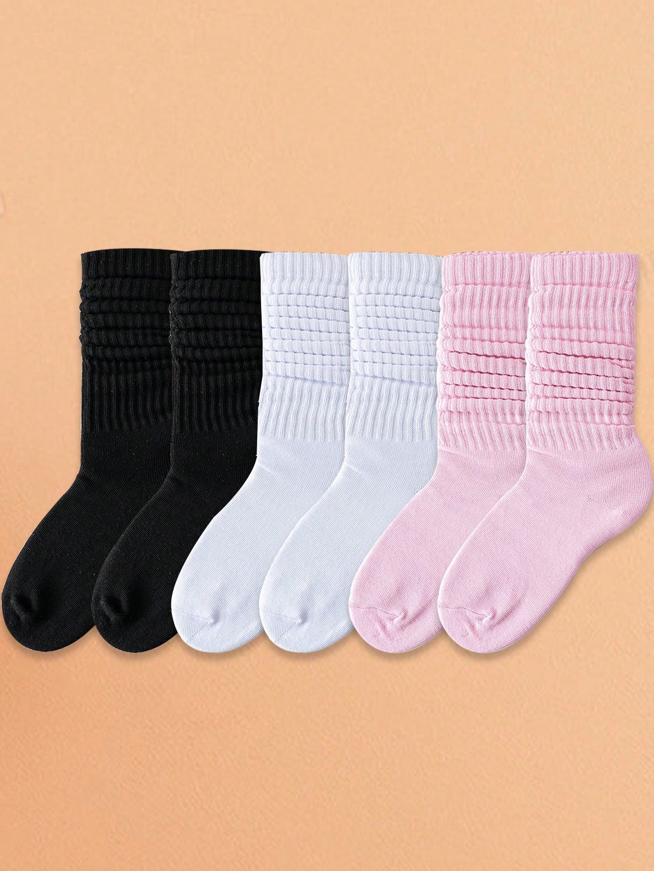 

3 Pairs Women s Retro Knit Mid-Calf Socks, White Loose Fit Mid-Calf Socks for Women, Size 35-43 One Size