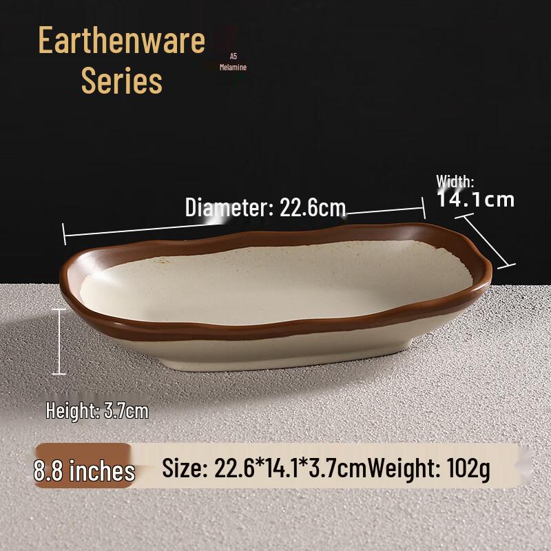 Jiubing Melamine Retro Imitation Porcelain Serving Plates 2-pack