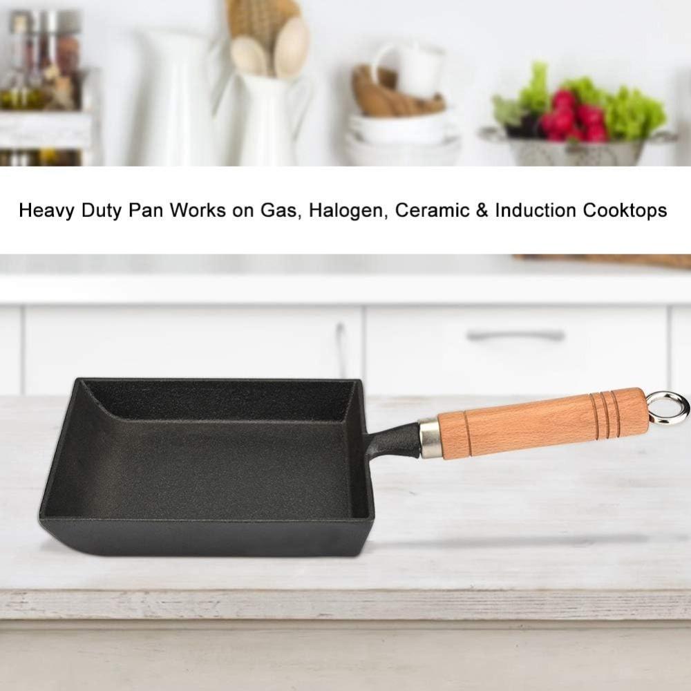 Cast Iron Tamagoyaki Pan Square Frying Pan Durable Reusable Egg Omelet Pan for Frying Eggs Pancakes Household Cooking Tools