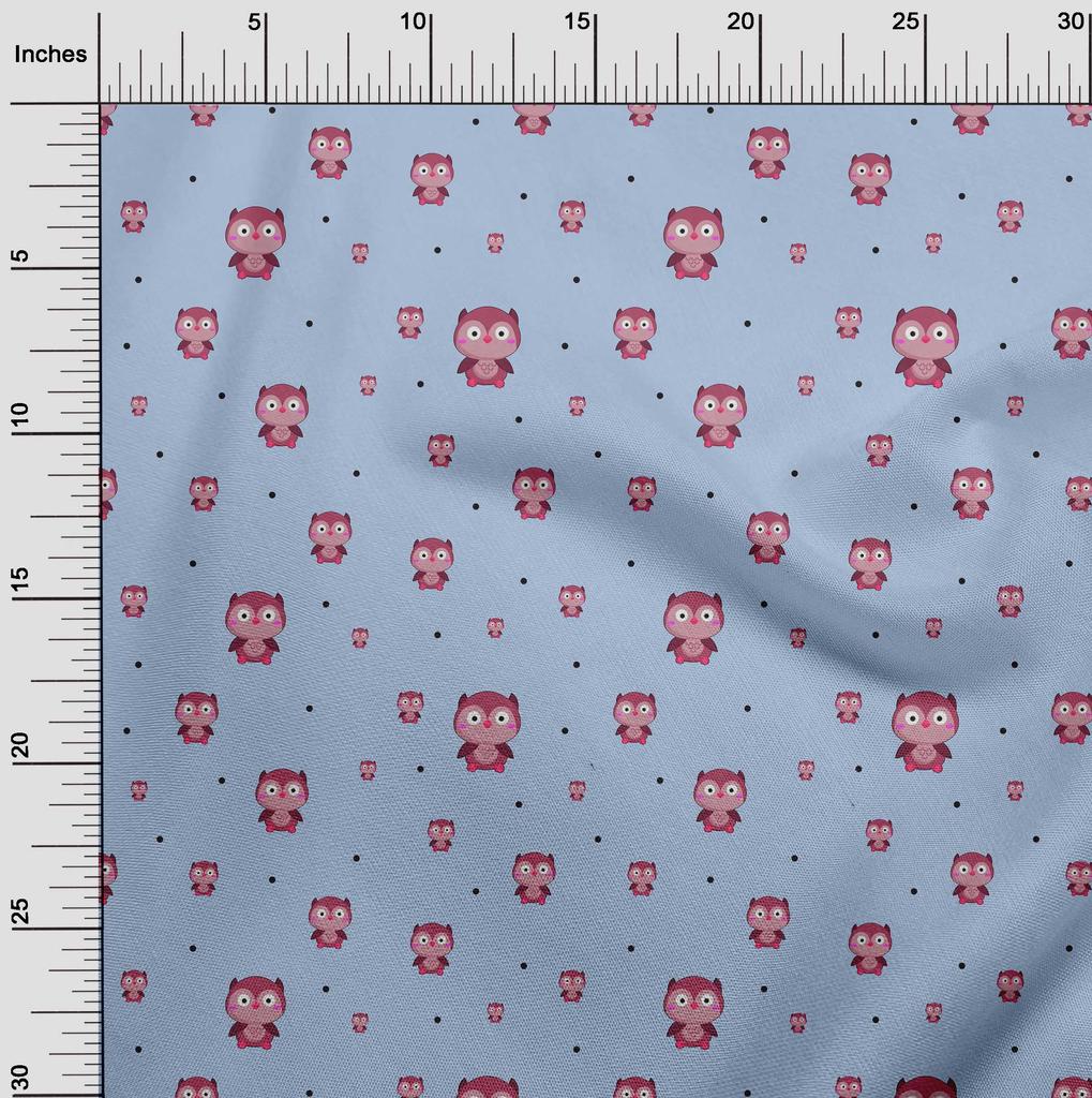 oneOone Cotton Flex Fabric Dot & Cartoon Owl Bird Print Fabric by The Yard 40 Inch