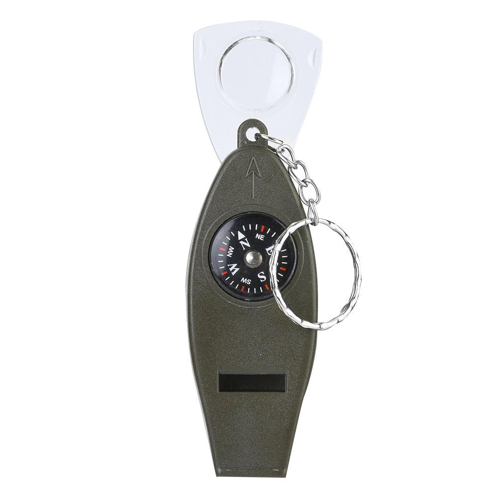 Przenośny wielofunkcyjny gwizdek 4 w 1 z termometrem powiększającym kompas do przetrwania na świeżym powietrzu