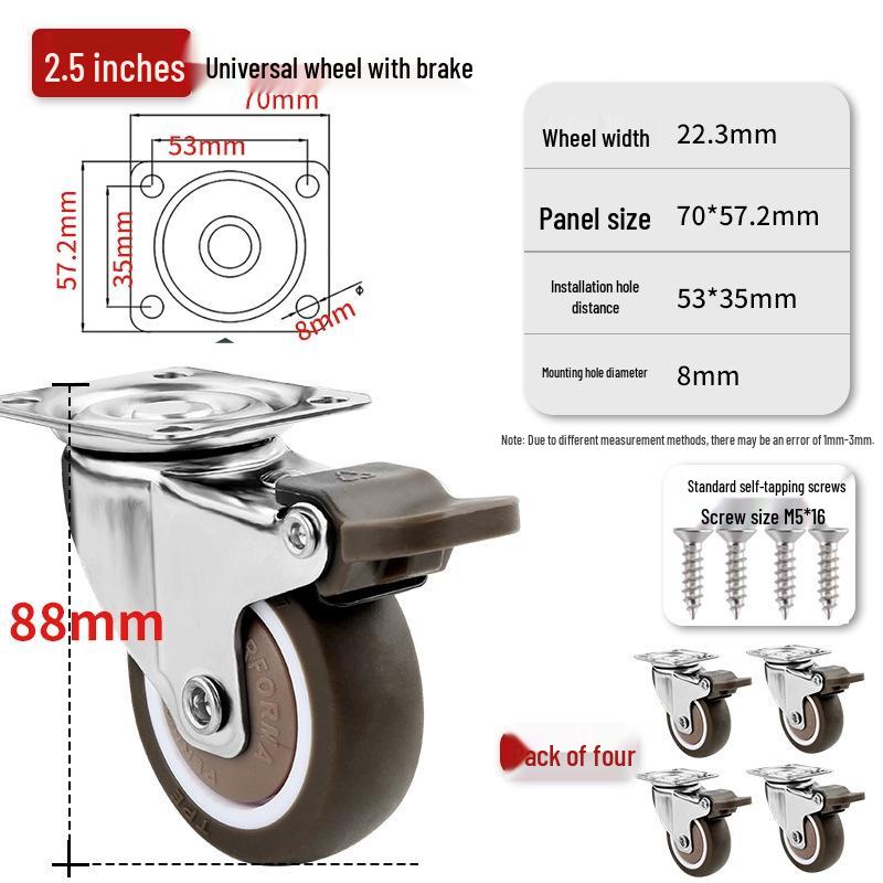 Ultra-Quiet Universal Small Trolley Load-Bearing Swivel Caster for Furniture
