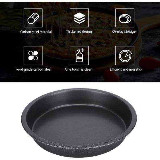 2Pcs Pizza Pan, 6in/9in/10in/12in Deep Dish Round Pizza Pan for Oven, Non Stick Thickened Carbon Steel Baking Pan for Home Kitchen, Dishwasher