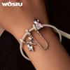 WOSTU 925 Sterling Silver Bear Charms Baby Bottle Set Pendant Fit Original Bracelet for Graduation DIY Jewelry Wishes Gifts