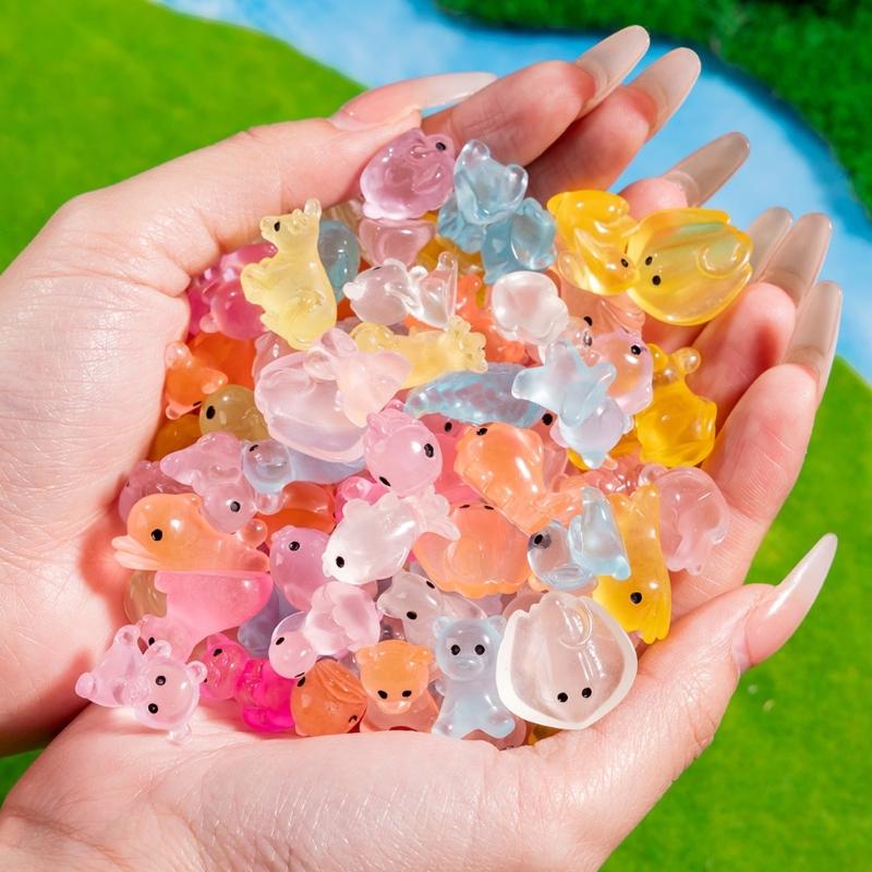 Set of 10 Miniature Mice Colorful Resin Figurines for Creative Cake Toppers Whale Cattle Kitten Shape