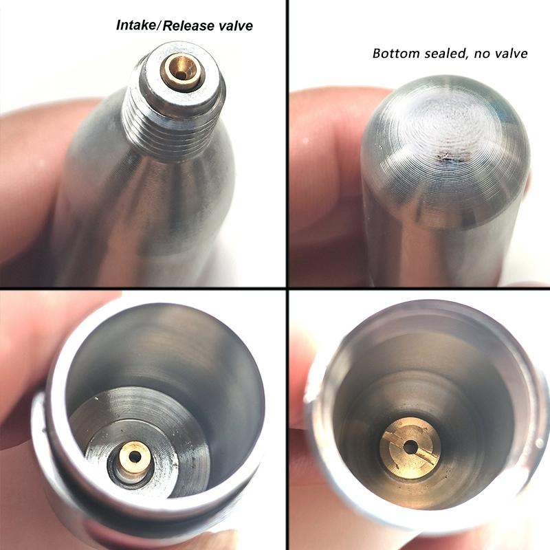 Optimized Valve Dual Seal Air Canister 8g/12g/16g Reusable Stainless Steel Gas Cartridge for Cycling Tire Repair Aquarium Oxygen