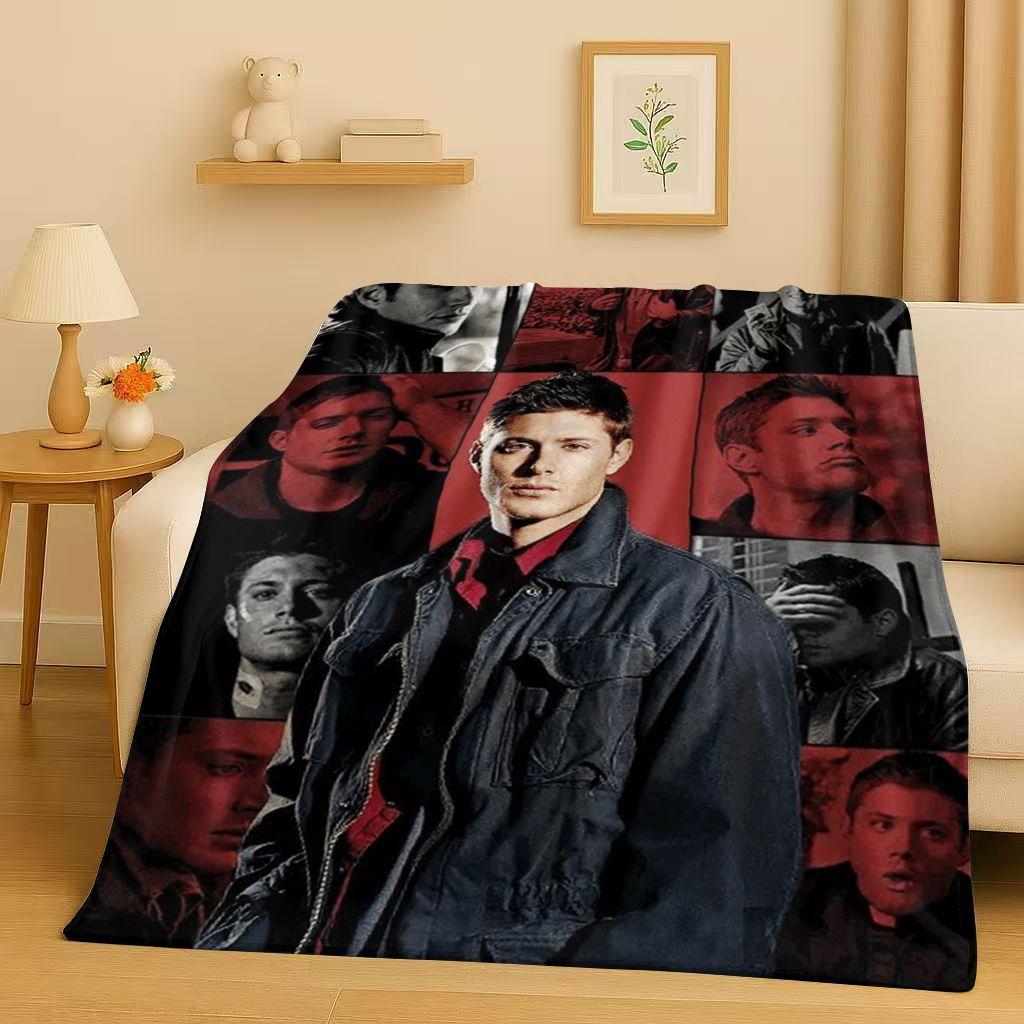 3D Supernatural Sam Dean Winchester TV Flannel Blanket,Ultra Soft Warm Plush Throw for Home Bedroom Bed Sofa Cover Travel Gift