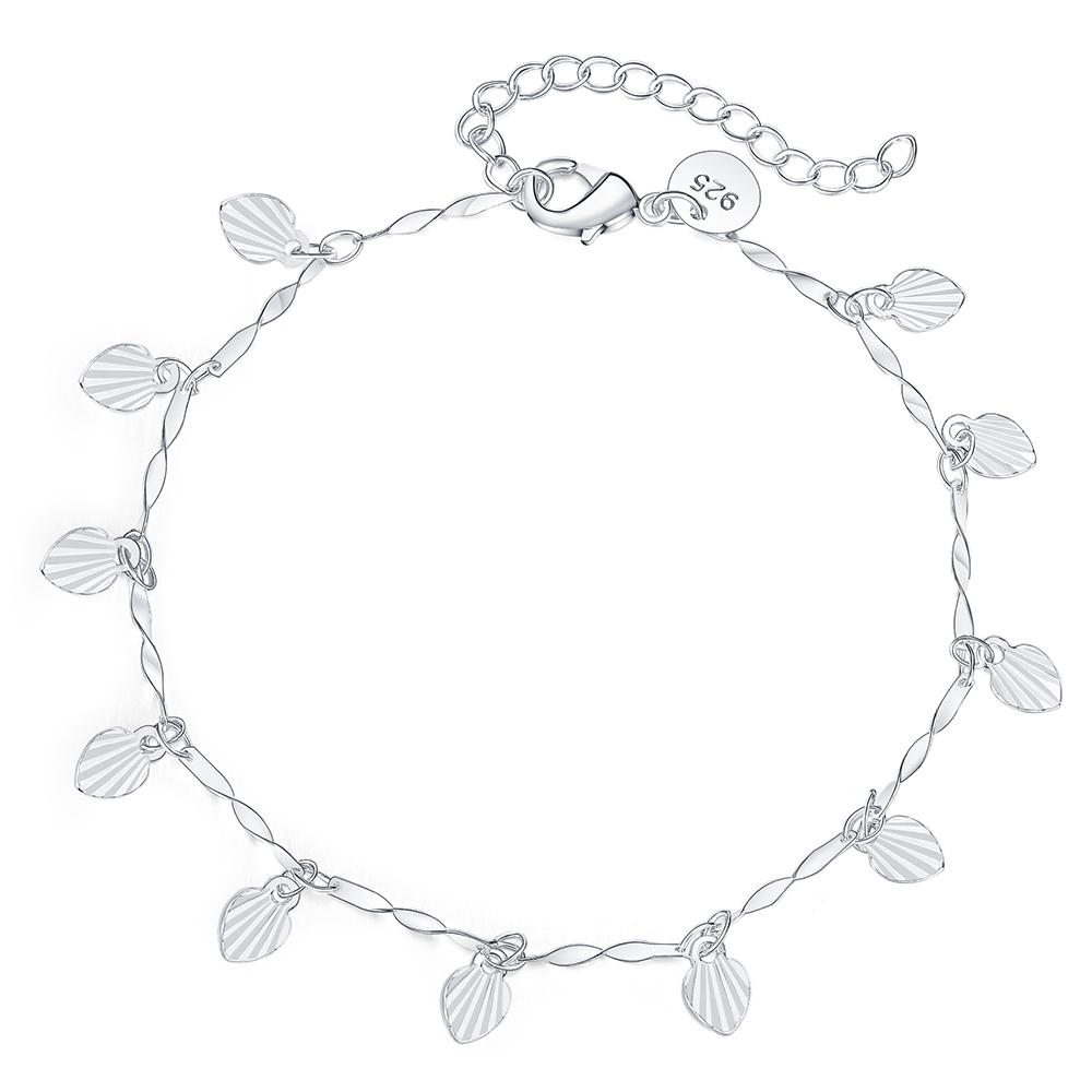 925 Sterling Silver Pretty Nice Leaf Chain Bracelet Fashion Charm Anklet Wedding Cute Women Lady Party Gift LH036