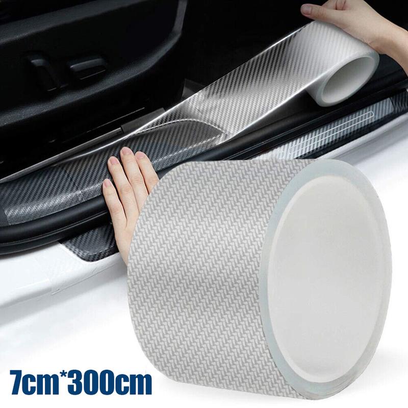 Door Sill For Threshold Car Bumper Sticker Car Carbon Fiber Protection Sill Scuff Cover 300cmx7cm Anti Scratch