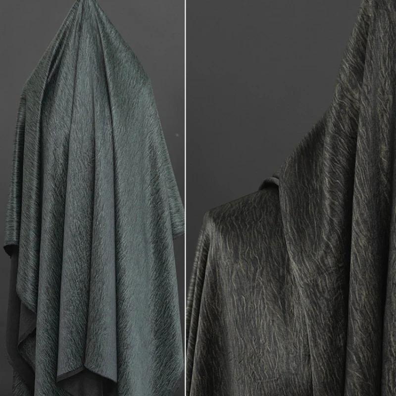 50x145cm Acetate Wrinkle Fabric Dark Green Pleated Fabric Cheongsam Slip Dress Apparel Designer Diy Sewing Wholesale Fabrics
