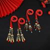 Tassel Satin Red Long Headband Butterfly Chinese Long Hairband Sweet New Year Hair Rope  Festival