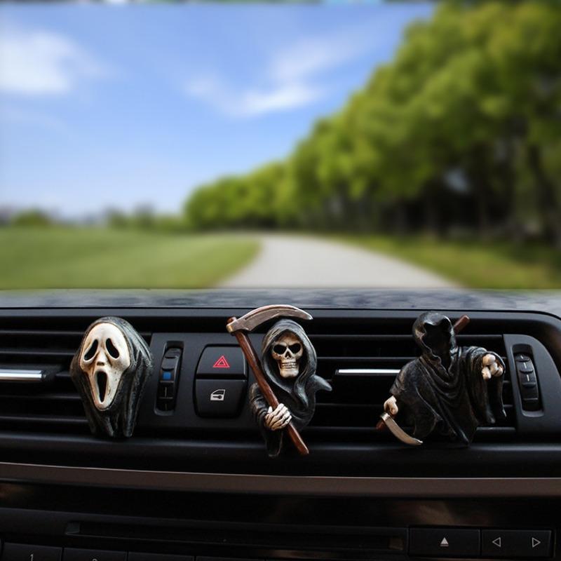 Car Vent Clip 3-piece Set Cute Skull Halloween Decoration Car Air Conditioning Vent Accessories