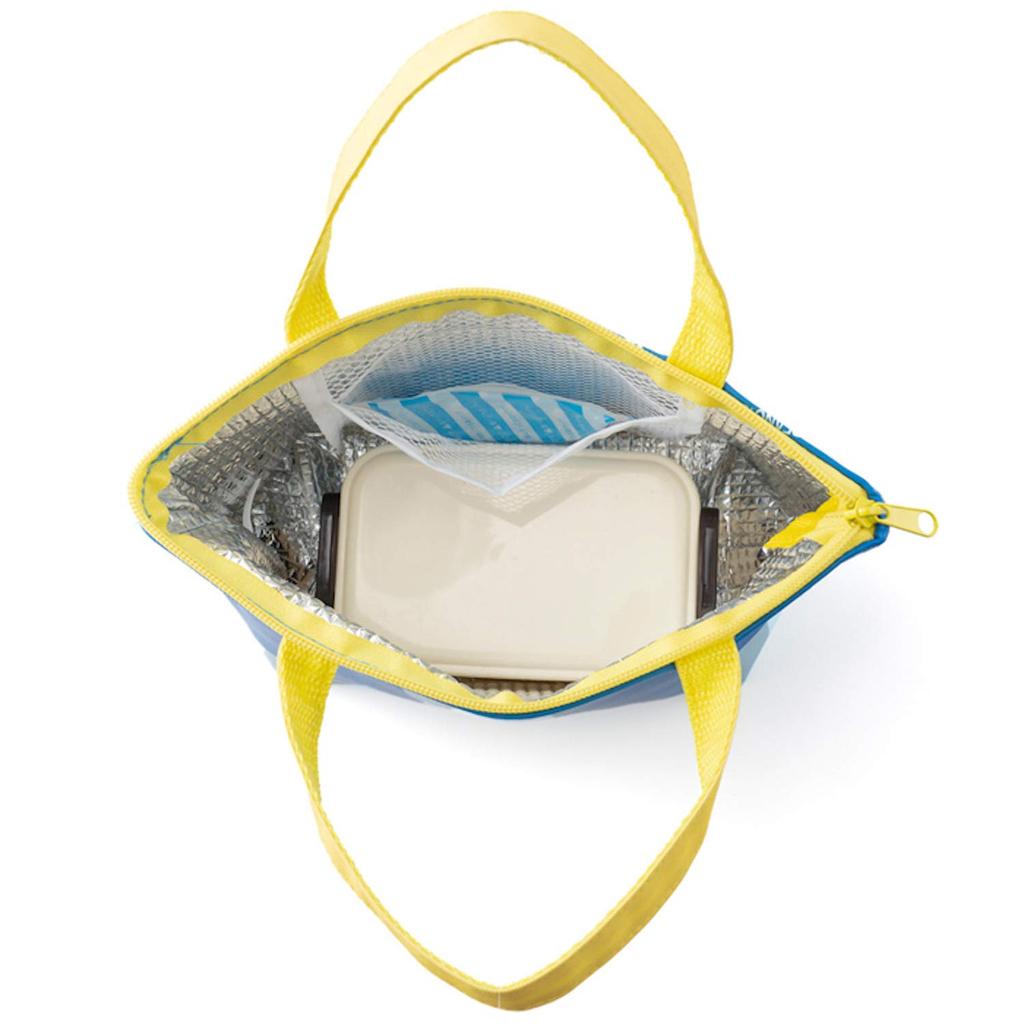 Asahi Koyo Snoopy Insulated Lunch Tote 16cm High X 28cm Wide X 10cm with Ice Pack "Feed Me," Deep, Pocket, Blue, SN-P20