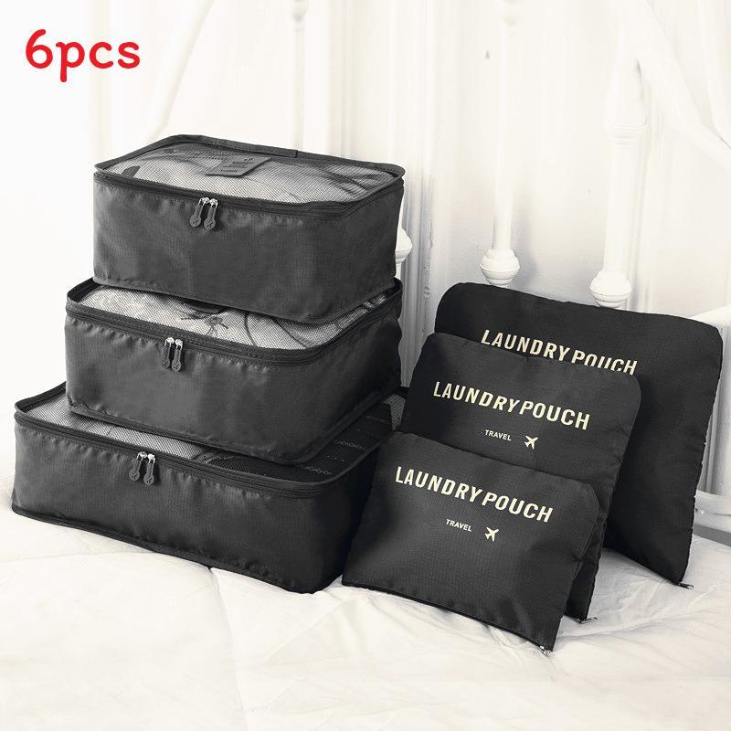 Travel Storage Bags Sixpiece Cubic Set With Multipurpose Compartments For Suitcase Organization