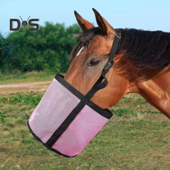 Horse Feed Bag Heavy Duty Mesh Horse Feeder with Adjustable Strap Horse Muzzle Feed Bucket for Feeding Grain Powder Supplements