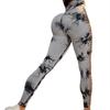 Women's High-Waisted Tie-Dye Yoga Pants - Hollow-Out, Peach-Lifting, Breathable, Seamless Fitness Wear