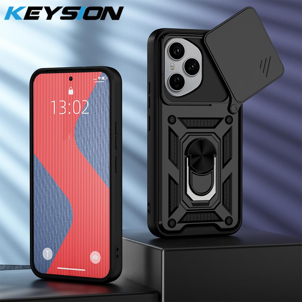 

KEYSION Противоударный бронированный чехол для HONOR 400 Pro 5G со сдвижной защитой объектива камеры, кольцом-подставкой, задняя крышка для телефона Huawei Honor 400 for Honor 400 чёрный