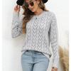 Autumn and winter new crew neck heart-shaped knit top, European and American hollow-out pullover long-sleeve sweater for women