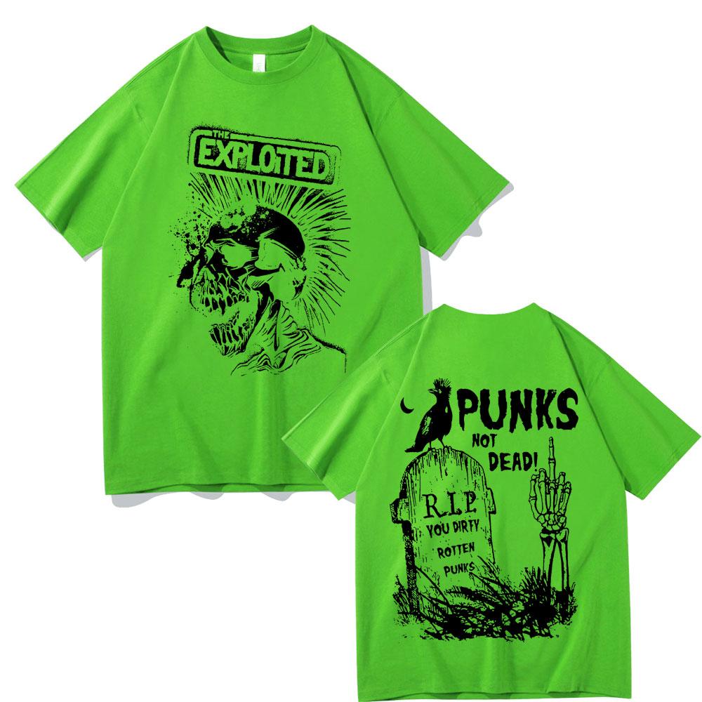 Heißer Verkauf Rockband The Exploited Grafik T-Shirt Punks Not Dead Print T-Shirts Männer Frauen Hip Hop Gothic Punk Übergroße T-Shirts