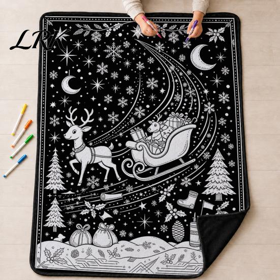 Customizable Souvenir for Birthdays Christmas DIY Coloring Blanket Adults And Kids, Color Your Own Blanket, 59" x 51" Soft Cozy Polyester Couch Cover