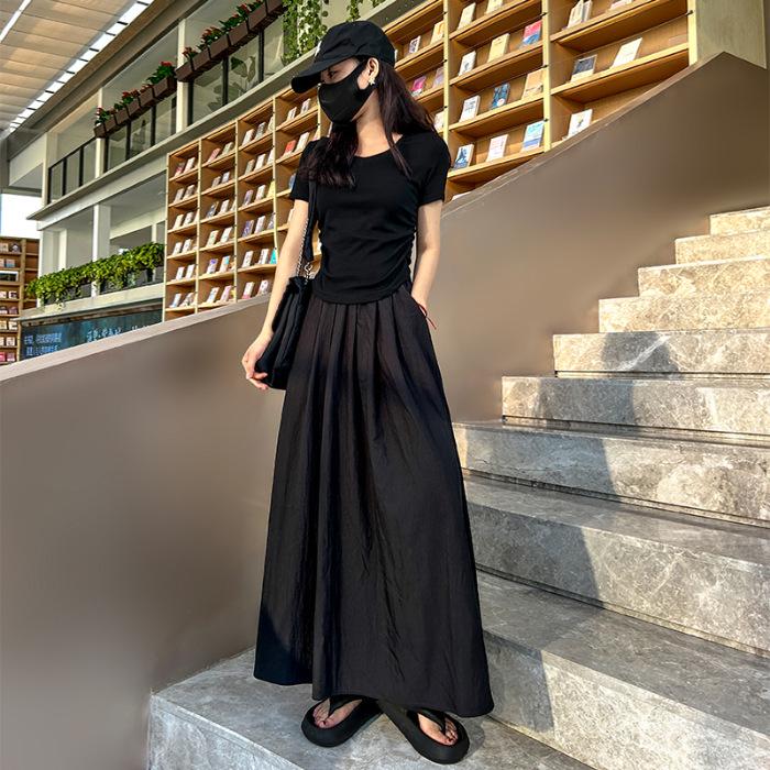 Retro Women's A-Line Midi Skirt - College Style, Versatile & Loose, Perfect for Summer