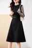 Seira Midi Long Flared Check Ruffle Spring Women's Dress, Sleeve, Dress, Pattern, Neck, A-Line, Stylish, Elegant, Fall, Winter,