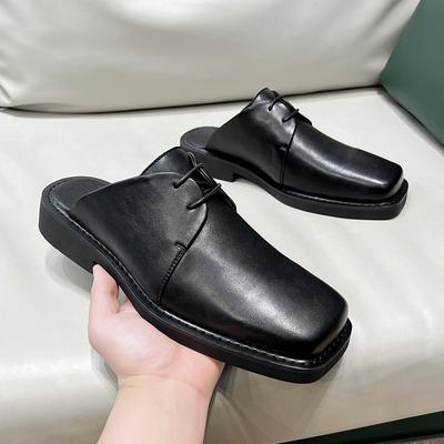 Halbschuhe Herren Lazy One Pedal Herren Hausschuhe Quadratkopf Lederschuhe Halbschuhe Herren 36761-T