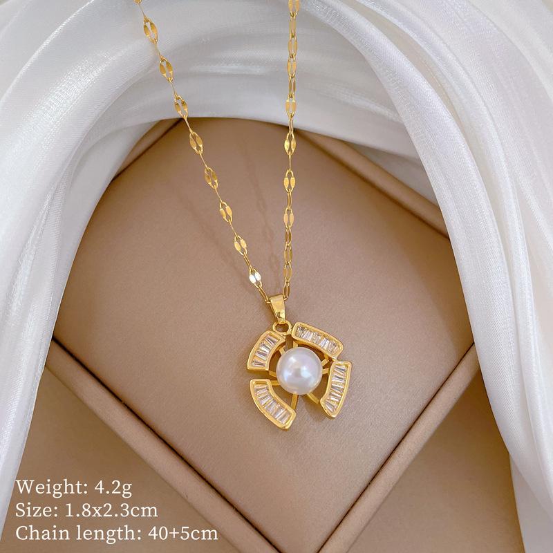 Necklace Earrings Set Light Luxury Full Of Diamonds Irregular Pearl Personality Temperament Banquet Earrings Item Group