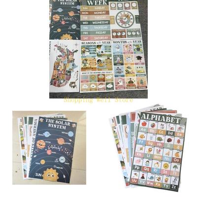 KX4B English Educational Sticker Posters Set Of 18 For Preschoolers Early Childhood Education And Home Learning Activity