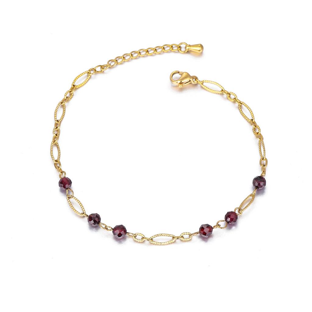 JUSTOP European & American Beaded Bracelet with Natural Stone and 18K Gold Plating