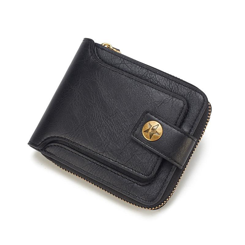 Leather Men’s Wallet Luxury Mens Purse Male Zipper Card Holders with Coin Pocket Wallets Gifts for Men Money Bag