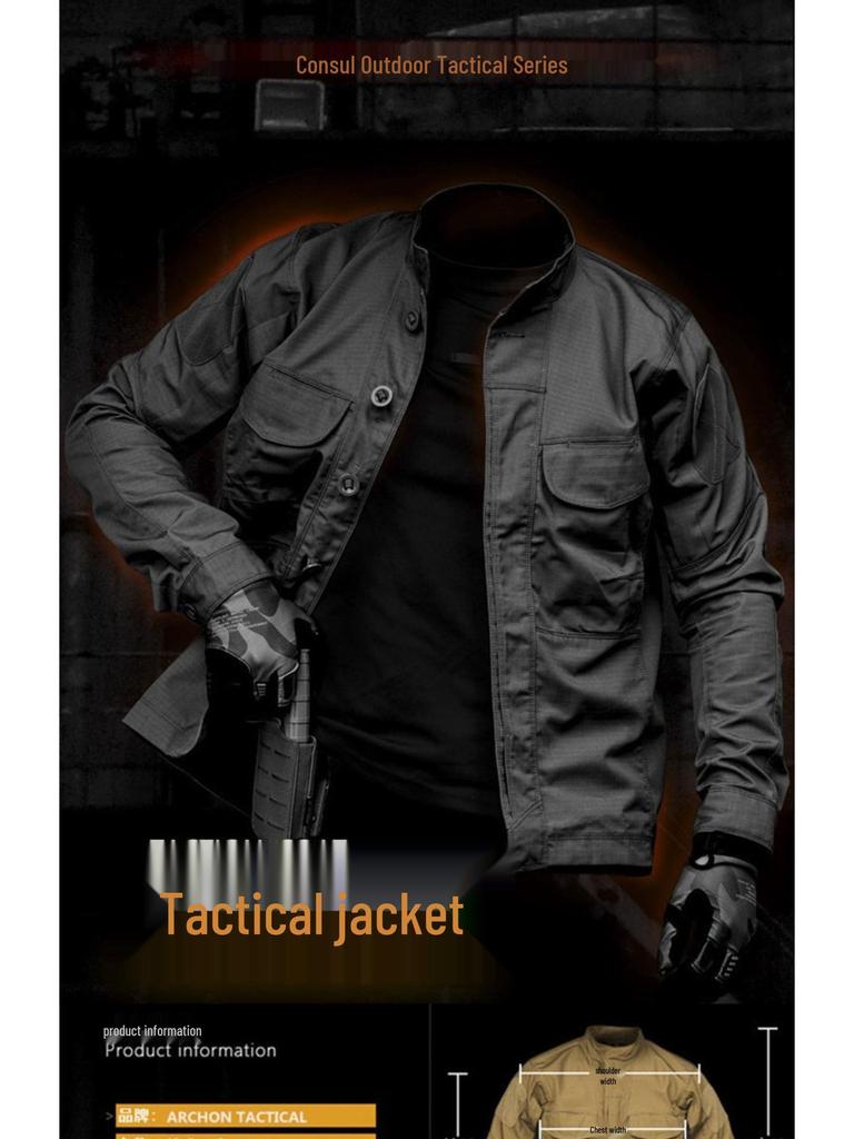 Men's Waterproof Tactical Jacket - Stand Collar, Wear-Resistant, Ideal for Spring/Autumn Outdoor Activities.