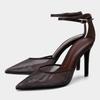 Women Shoes Plus Size Ankle Strap Breathable Mesh Sexy Summer Party Stiletto Ladies High Heels Sandals