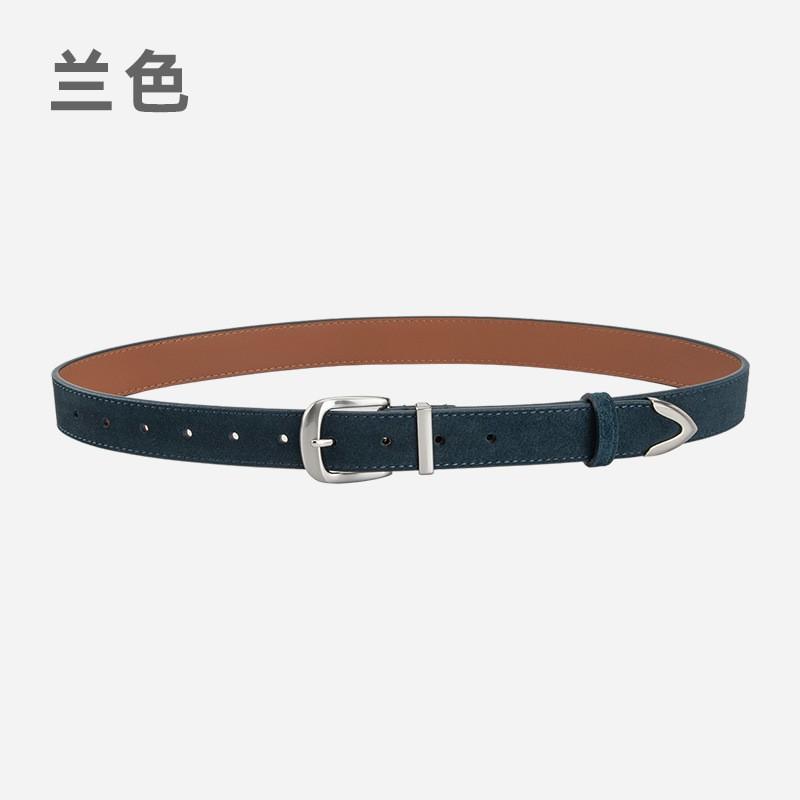 Womens Genuine Leather Belt With Matte Suede Finish Vintage Style Adjustable Waistband Jeans Skirts