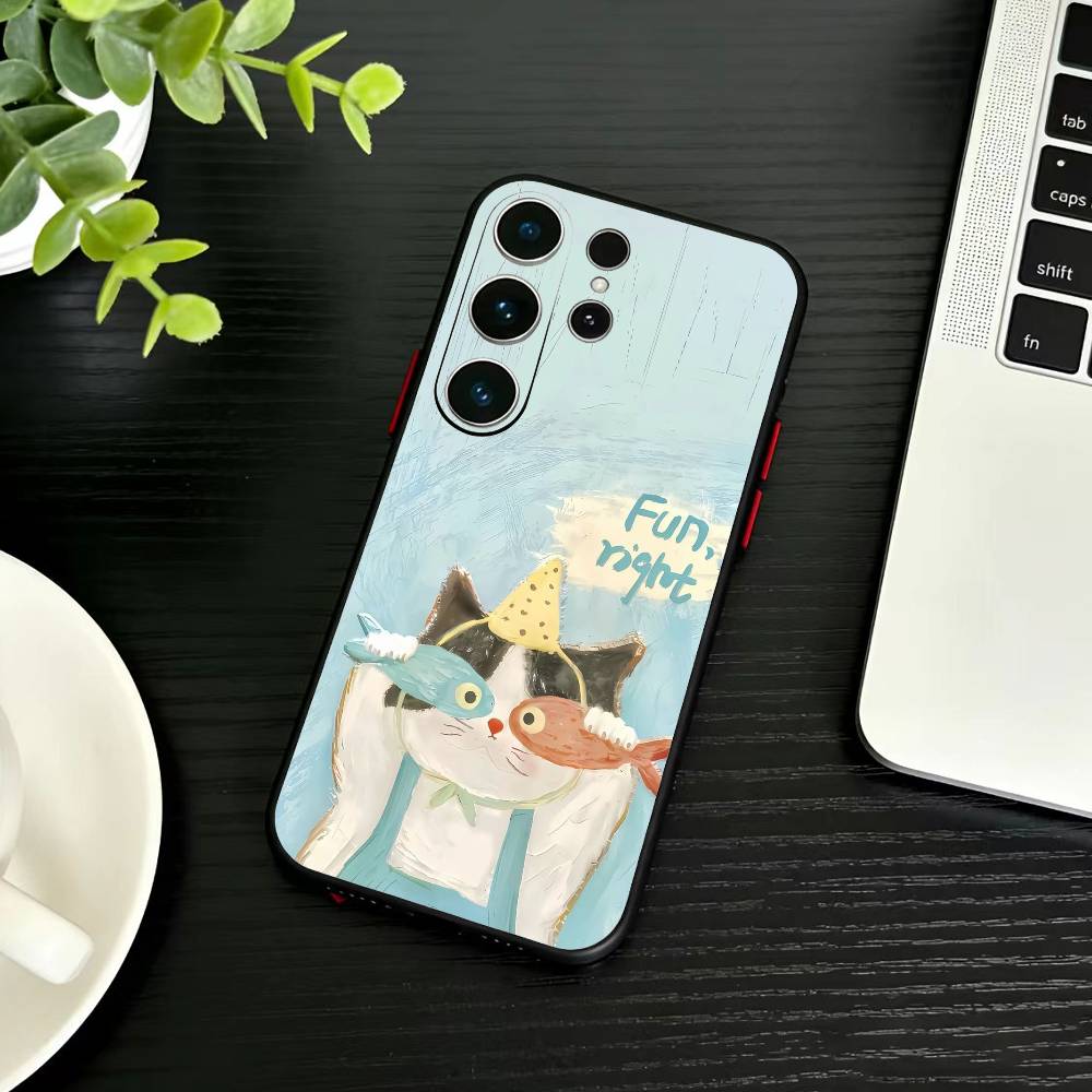 Funny animals Phone Case For Samsung S26,S25,S24,S23,S22,S21,S20,Ultra,Plus,FE Black Soft Cover