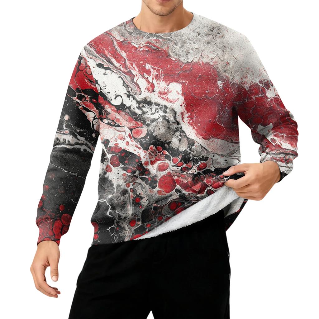 Men's Round Neck Fleece-Lined Thick Warm Sweatshirt