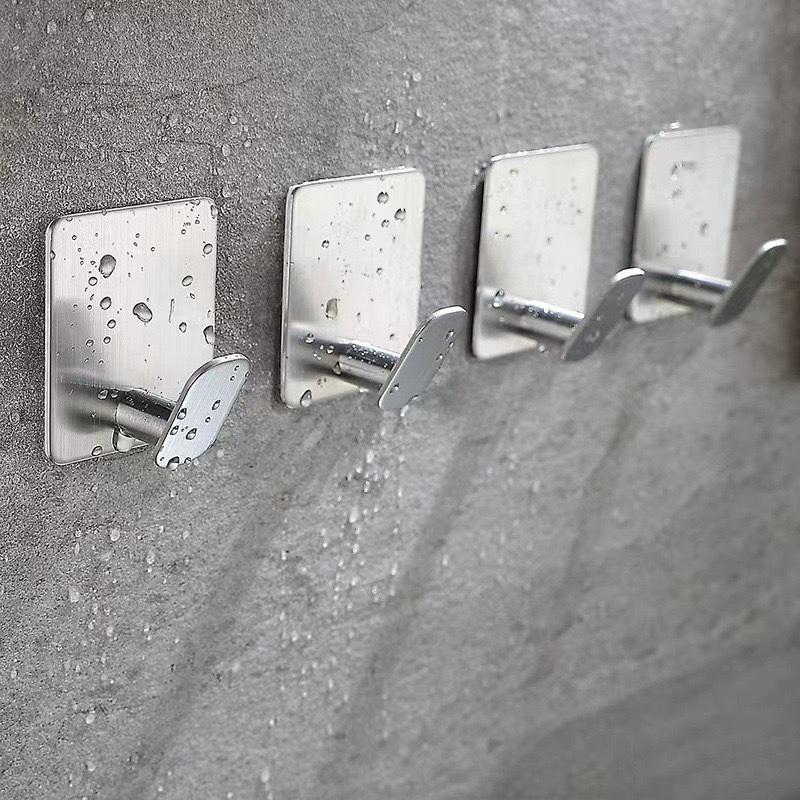 Waterproof Adhesive Wall Hook Stainless Steel Bathroom Hooks Towel Holder Closet Hook Kitchen Hardware Multi-Purpose Hanger Hook