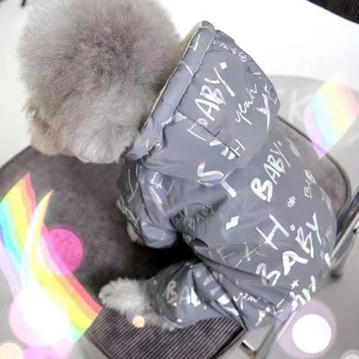 Thick Fleece Warm Puppy Jacket Laser Letters Overalls Small Medium Dog Clothes Pug Teddy Coat Gift