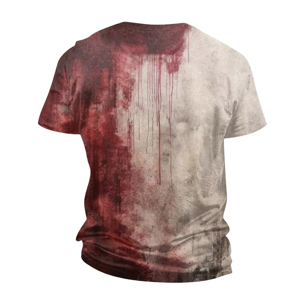 Pánské tričko s krátkým rukávem s potiskem Halloweenu, s kulatým výstřihem, bavlněného vzhledu