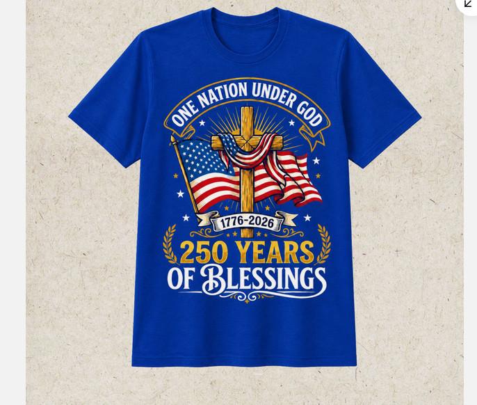 Freedom 250th Anniversary USA Flag Christian God Patriotic T-Shirt L