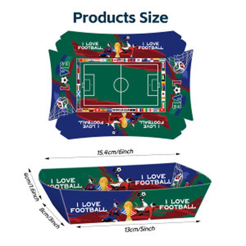 12-Piece Paper Party Trays - World Cup Football Boat Boxes, Fried Chicken & Burger Serving Trays, Disposable Food Containers, Game Day Party Supplies