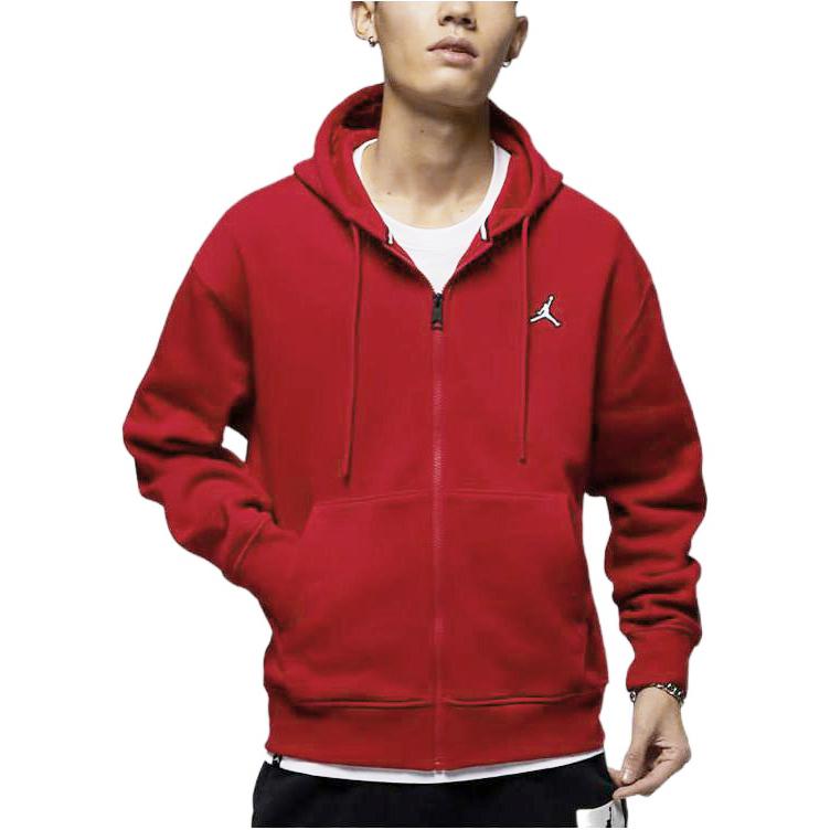 Jordan Sweatshirts Men's Red Hooded Thickened Cardigan DQ7351-687