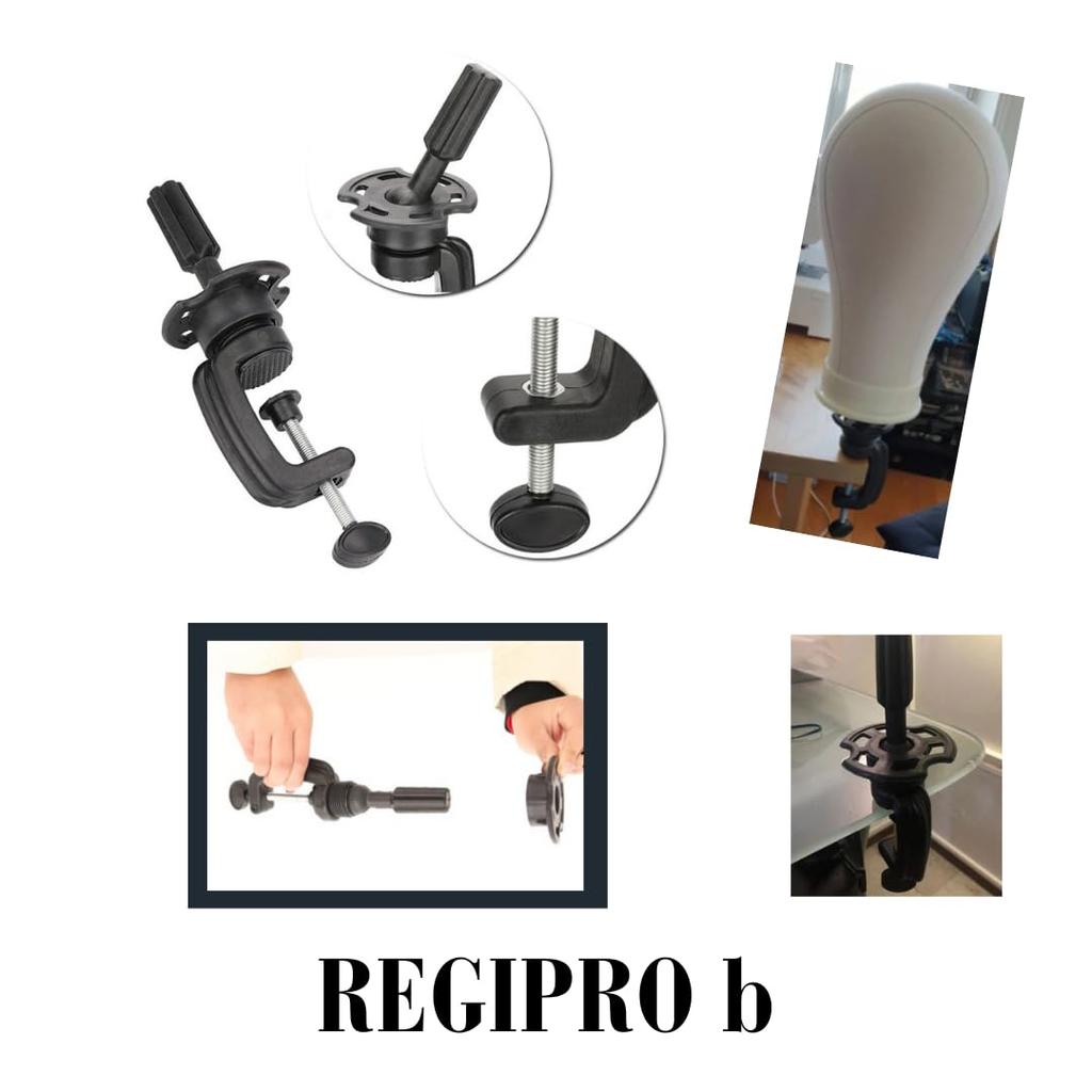 RegiProb 22-inch Canvas Mannequin Head with Desktop Clamp, Faceless, for Wigs and Hats