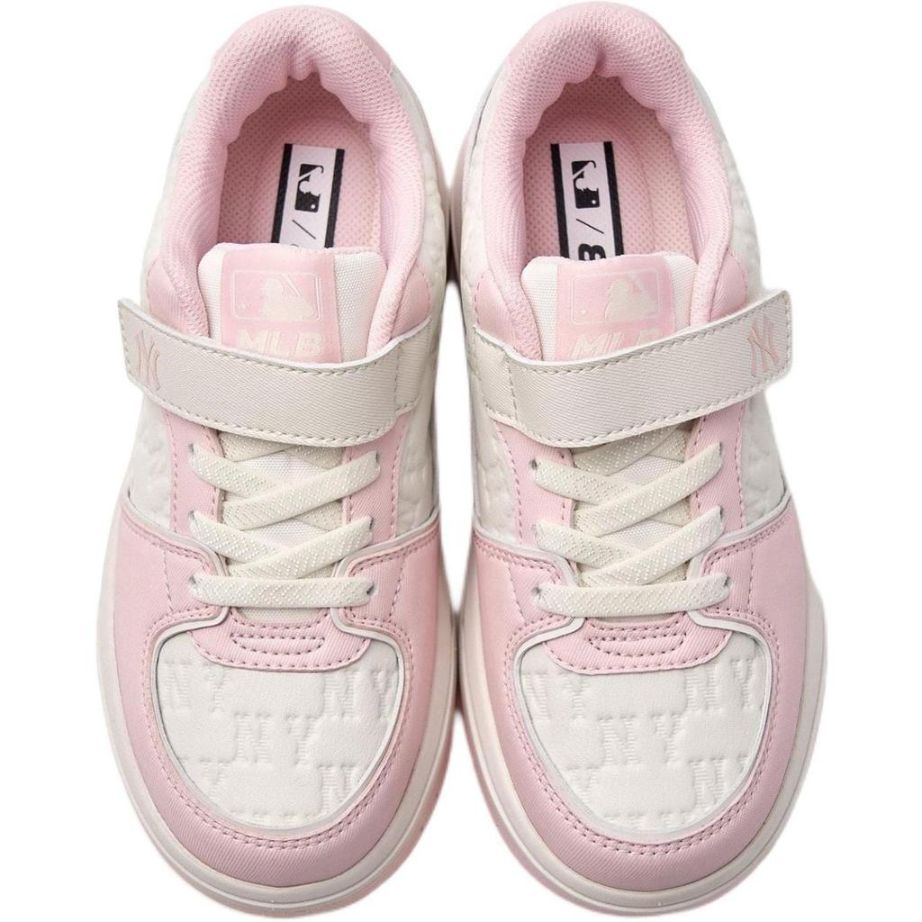 MLB New York Yankees Synthetic Leather Breathable Low top Kids' Skateboarding Shoes Pink White 7ASXJM05N-50PKL