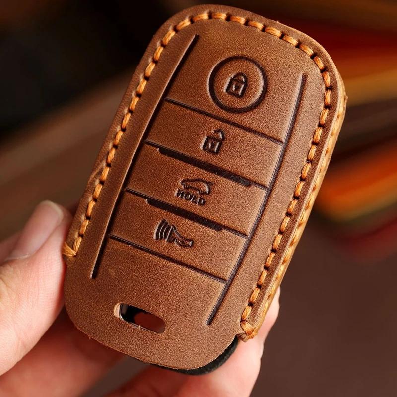 3 4 6 Buttons Key Fob Remote Fit For Kia Sportage Cerato Optima K3 K4 K5 Rio Picanto K2 Soul Sorento Ski Sedona Genuine Leather Auto Key Fob Cover