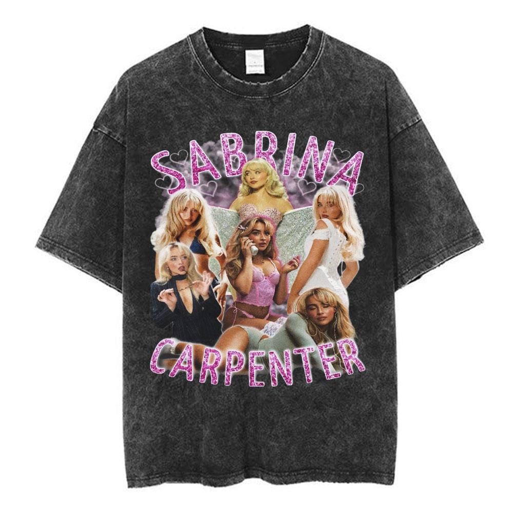 Sabrina Carpenter Short N Sweet Tour Washed Graphic Tshirt Men Women Summer Cotton Casual Oversized Short Sleeve T Shirts Tops