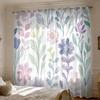 2pc Beautiful Plants and Flowers Print Curtain 90gsm Bedroom and Living Room Decoration Multiple Sizes Easy To Install