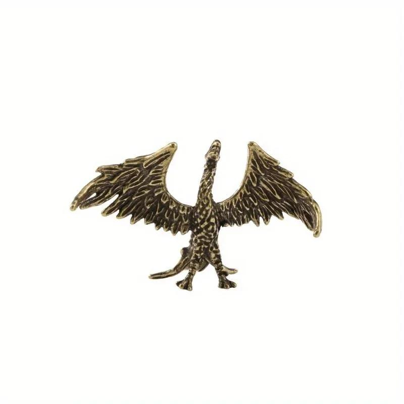 Retro Solid Brass Creative Crafts Soaring Phoenix Figurines Miniature Funny Toy Craft Collection Desktop Ornaments Home Decor