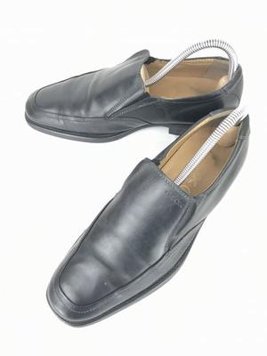 Made In Italy GEOX Leather Slip On Shoes 39 24.5 Black Dress Shoes Business(USED)